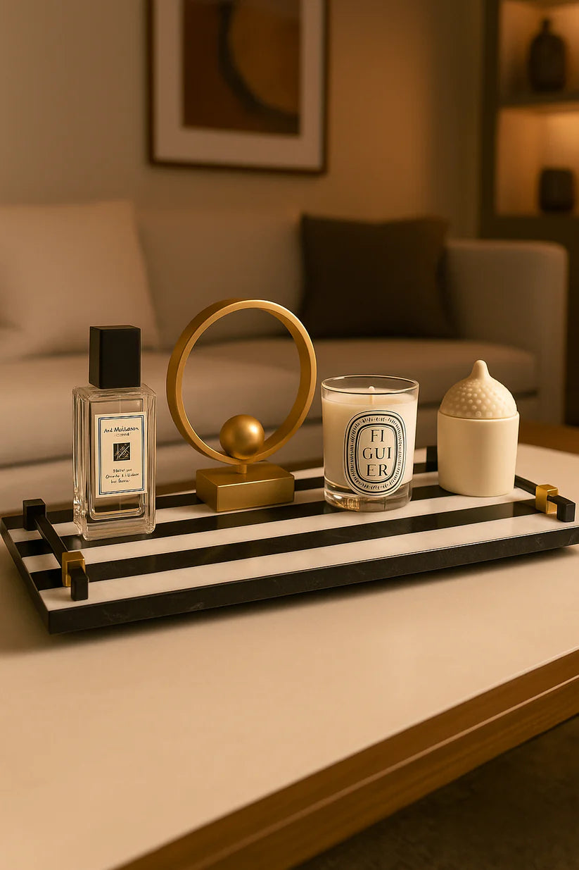 Zebra Stripe Marble Platter – Elegant Tableware for UAE & GCC Homes