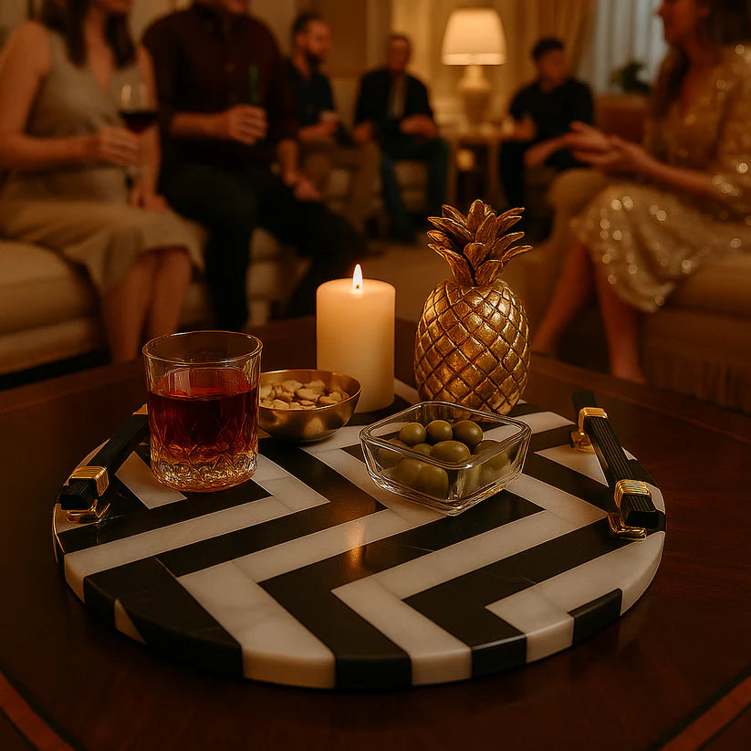 
                      
                        Black Chevron Marble Round Platter – Luxury Serving Tray for GCC Homes & Gifting
                      
                    