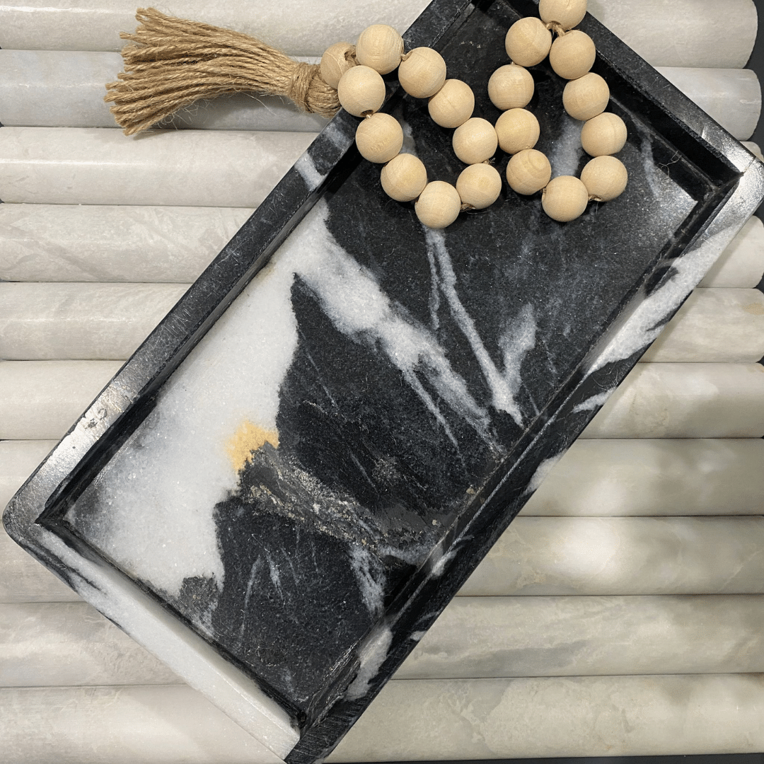 Black & White Marble Bath Tray