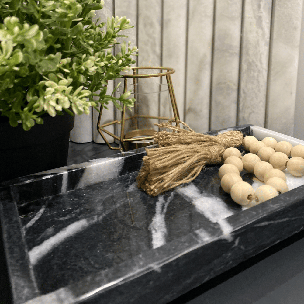 
                      
                        Black & White Marble Bath Tray
                      
                    