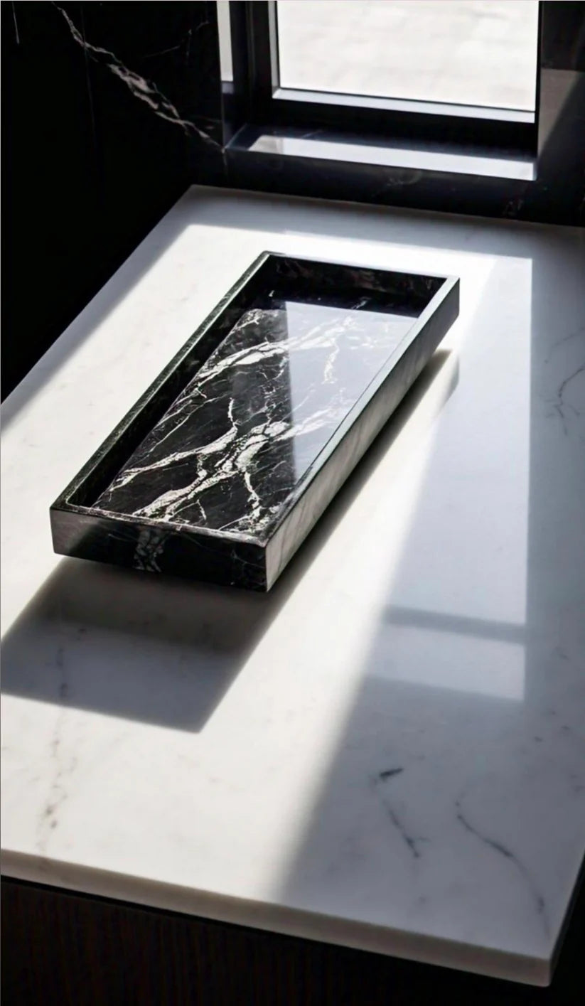 Black & White Marble Bath Tray