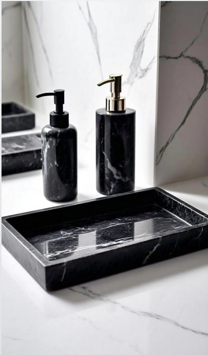 Black & White Marble Bath Tray