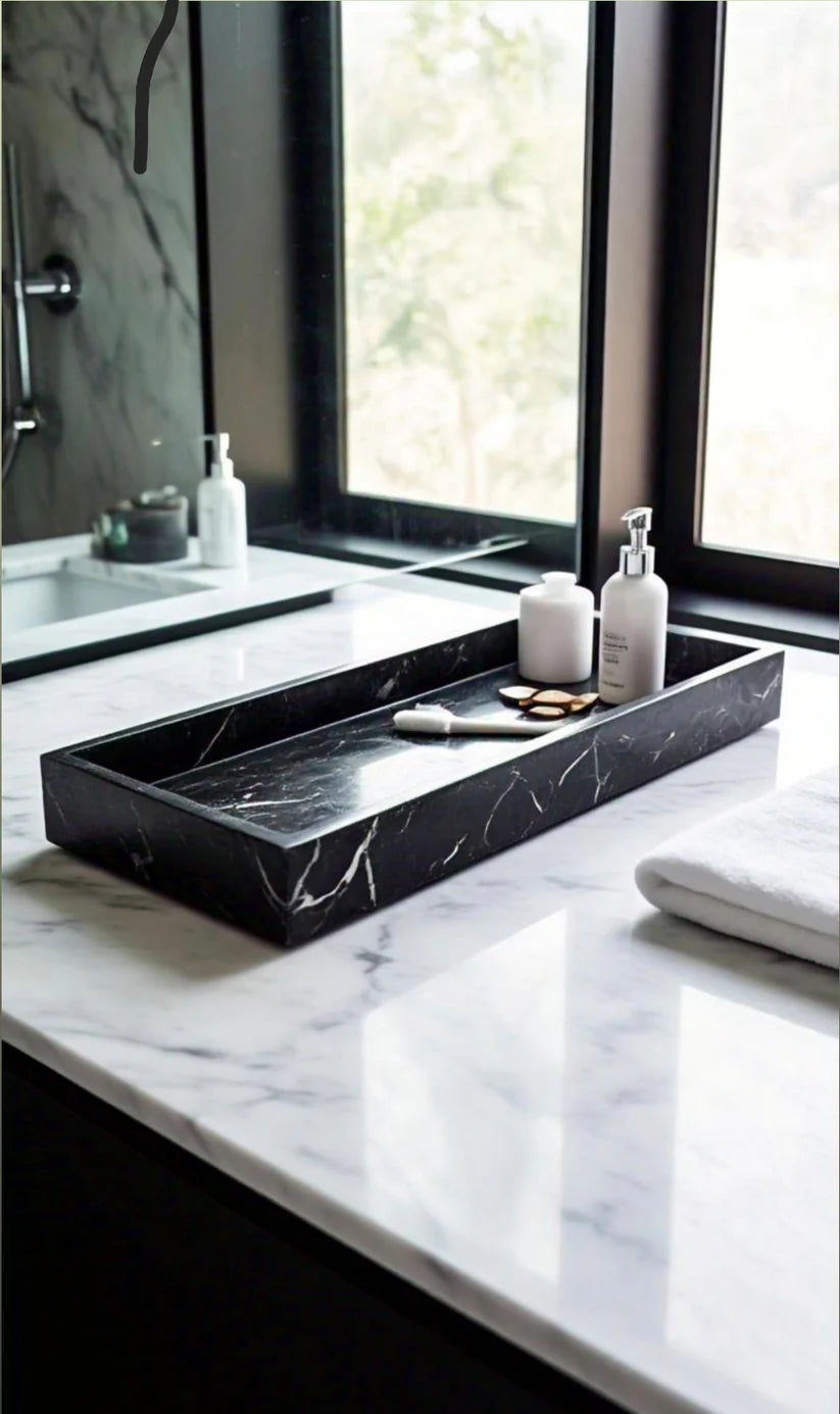 Black & White Marble Bath Tray