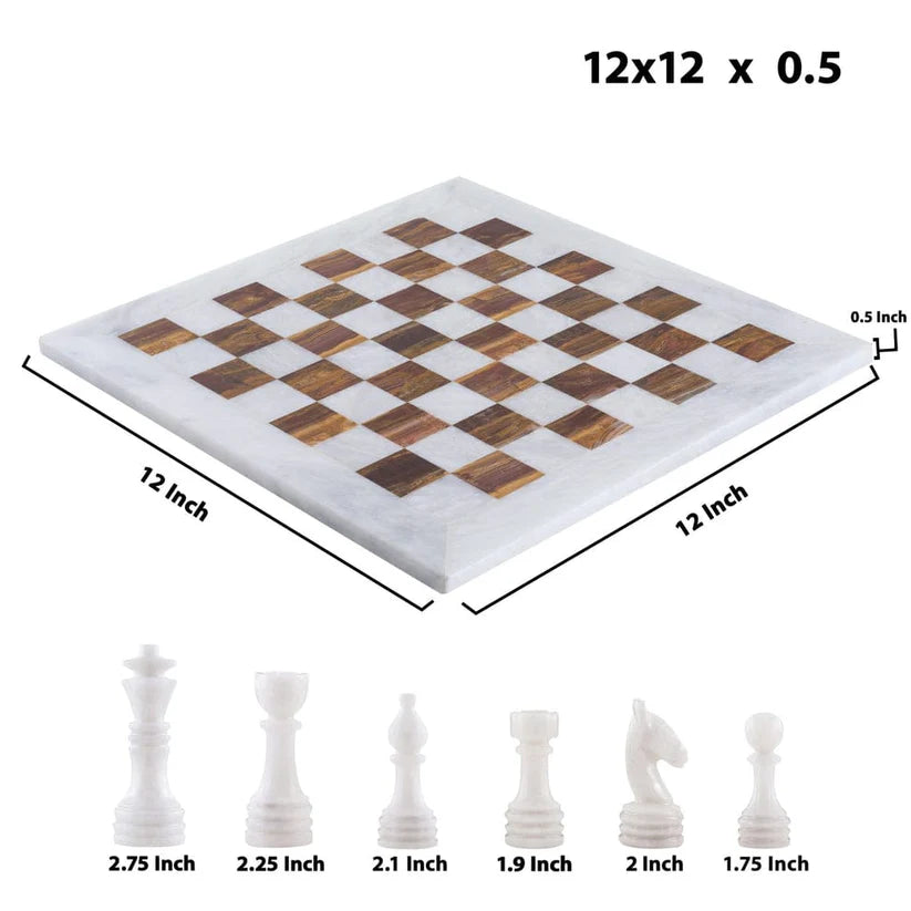 
                      
                        Bold and Dramatic: White & Brown Marble Chess Set
                      
                    