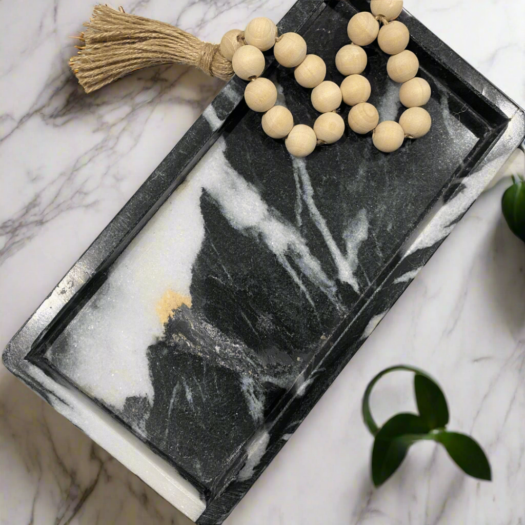Black & White Marble Bath Tray