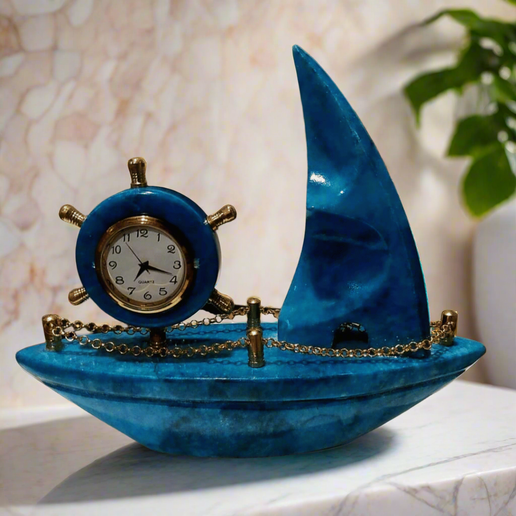 Marble Majesty Clock Boat