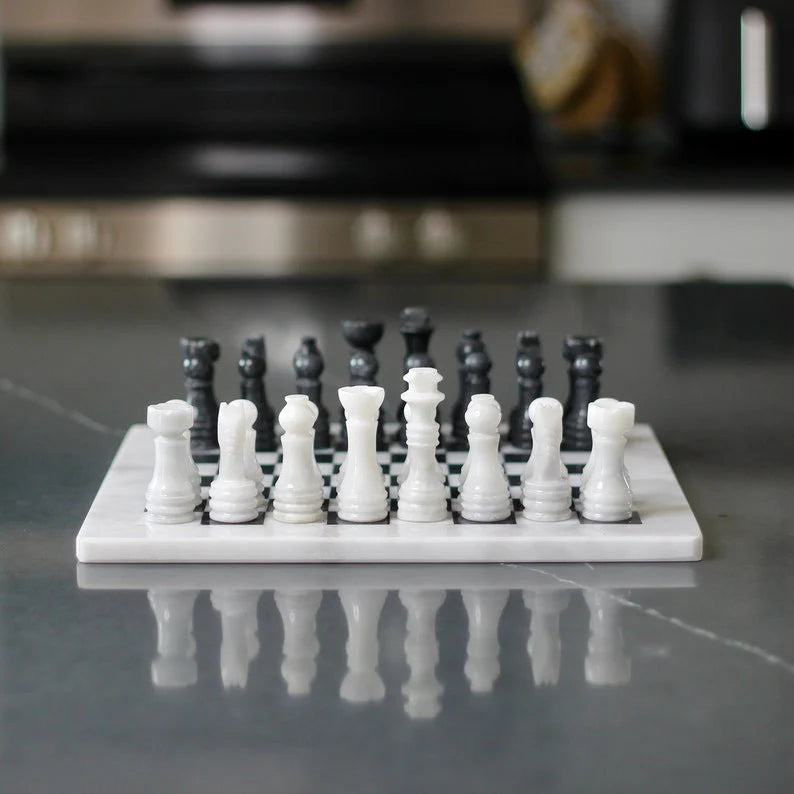 
                      
                        Opulent Elegance: White & Black Marble Chess Set
                      
                    