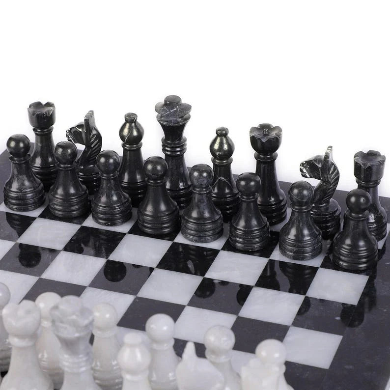 
                      
                        Classic Elegance: Black & White Marble Chess Set
                      
                    