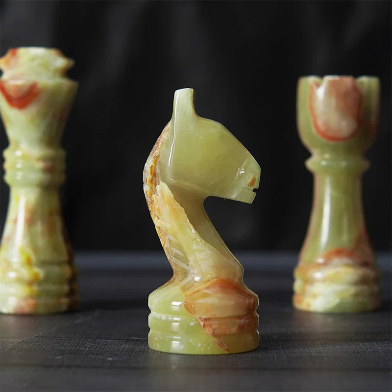 
                      
                        Luxurious and Timeless: White & Onyx Marble Chess Set
                      
                    